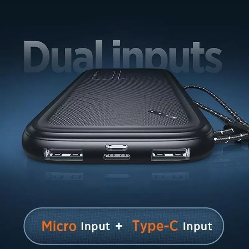Powerbank portátil USAMS PB56 10000 mAh 2x USB / USB-C / MicroUSB carregamento rápido