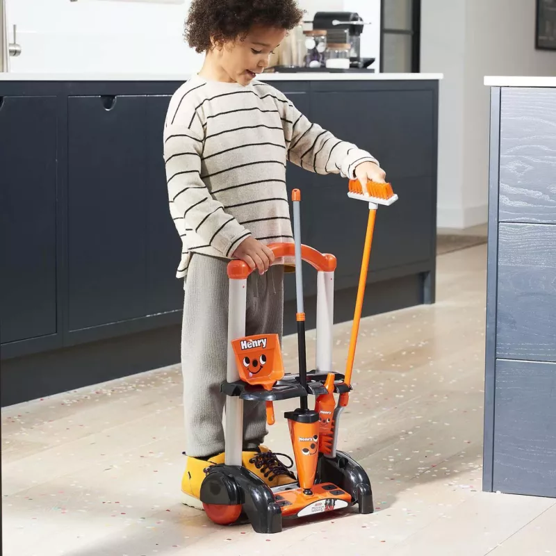 Carrinho de limpeza infantil CASDON Henry, vermelho – brinquedo doméstico para jogo simbólico