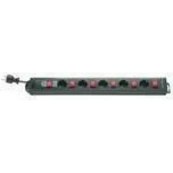 Régua de tomadas REV 5 tomadas Schuko com interruptor individual 3,7 m Preto