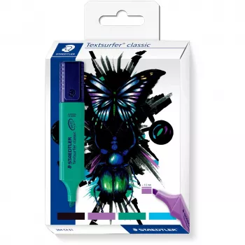Marcador fluorescente Staedtler classic cool & cute design conjunto de 4 peças