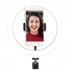 LogiLink AA0151 Anel de luz LED para smartphones, Ø 200 mm, 3 modos de cor, regulável, rosca de tripé de 1/4 de polegada, com suporte para smartphone, USB, cabo de 1,8 m, preto