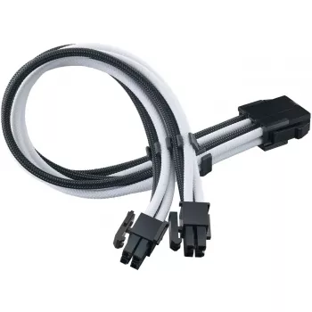 SilverStone PP07E - Cabo de extensão de alimentação - 8 pinos EPS12V (4+4) (M) para 8 pinos EPS12V (F) - 30 cm - Preto, branco (SST-PP07E-EP