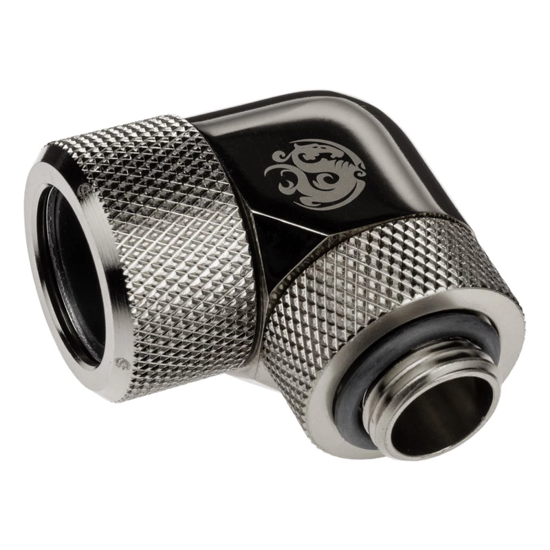 Adaptador 90° BitsPower Advanced Multi-Link G1/4 polegadas macho para tubo rígido 16 mm AD, rotativo