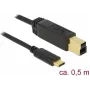 Cabo USB DeLOCK 83674 USB 3.2 Gen 2 0,5 m USB C USB B preto