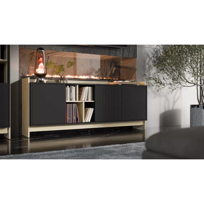 Cómoda Cama PORTO 3D 190x38x77 carvalho/preto