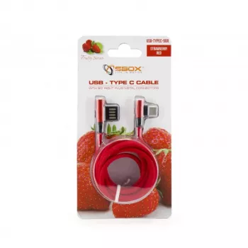 Sbox USB->Type-C 90 m/m 1,5m Type-C-90R vermelho morango