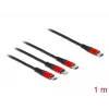 Cabo de carregamento USB DeLOCK 3-em-1 USB Type-C para Lightning Micro USB USB Type-C 1 m preto vermelho