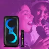 Centro de música portátil MANTA SPK0401B100 coluna Bluetooth, 100 W de potência máxima, rádio FM, karaoke, bateria incorporada, X-BASS