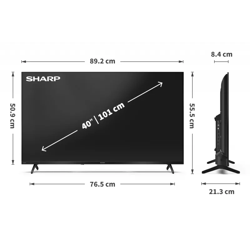 Sharp 40HF2265E Smart TV 40 polegadas Google TV, classe de eficiência energética E