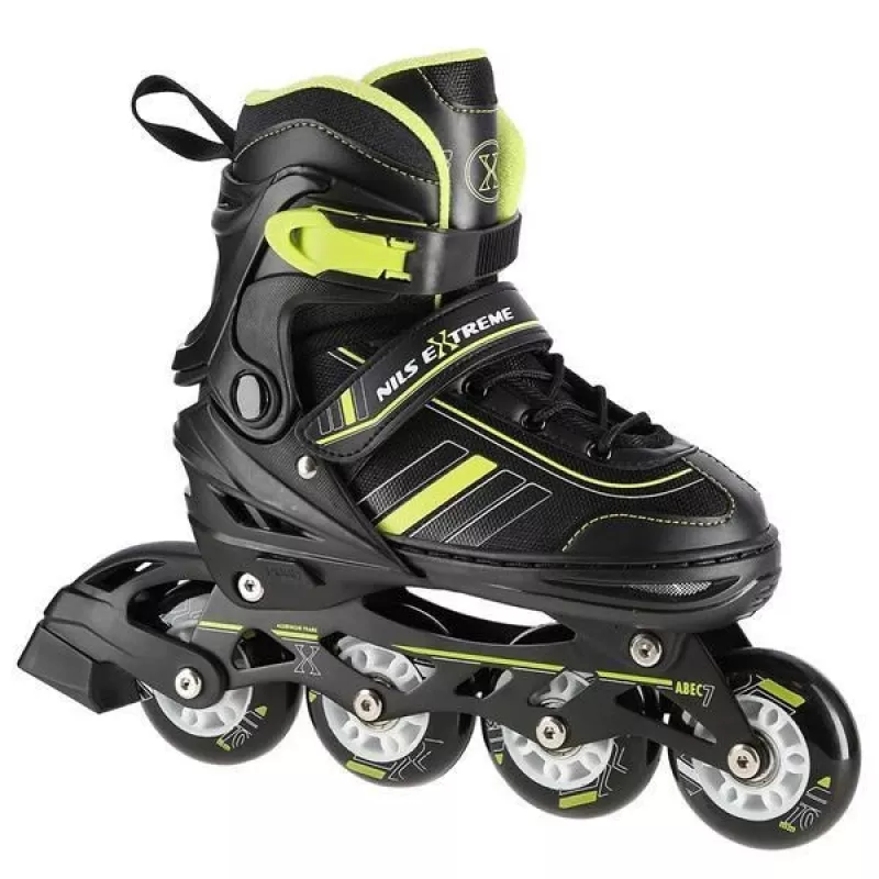 Patins em linha 2IN1 Nils Extreme NH18191 preto/LIME TAMANHO L (39-43) com patins de hóquei substituíveis