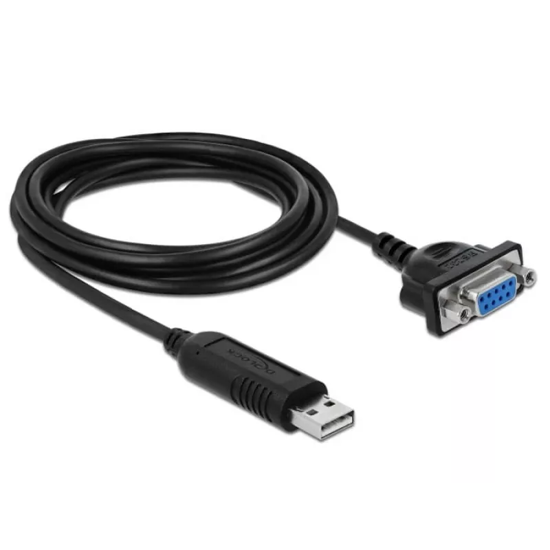 Cabo série DeLOCK 66281 preto 1,8 m RS-232 USB Type-A