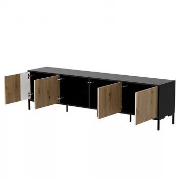 Móvel RTV Cama MERCI 200 x 40 x 54 cm preto/carvalho artisan