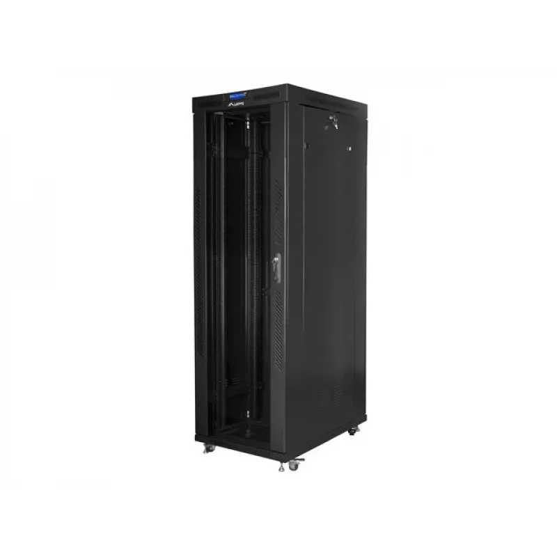 Lanberg FF01-8042-12BL armário rack de chão de 19 polegadas 42U, 800x1000x2127,5 mm, porta de vidro, LCD, IP20, para montagem, preto