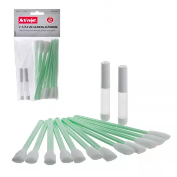 Conjunto de limpeza de equipamentos ActiveJet AOC-303 — 12 cotonetes brancos para teclados, universal