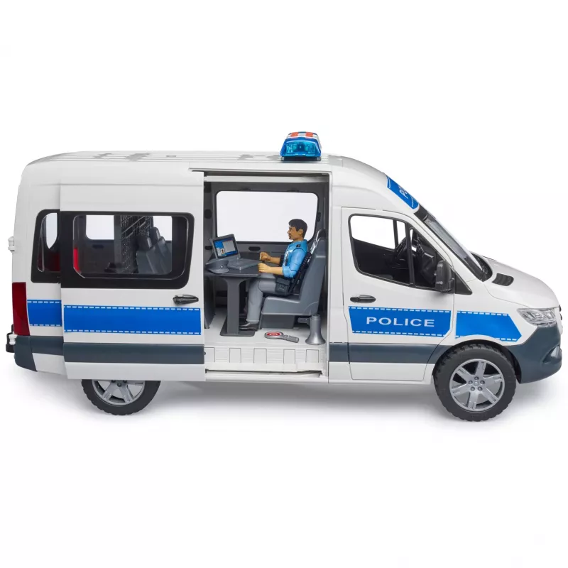 Conjunto Mercedes-Benz Polícia Sprinter com figura e módulo de luz/som