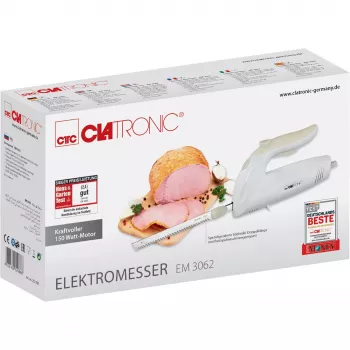 Faca elétrica CLATRONIC EM 3062, cortador de alimentos manual, branco, lâminas de aço inoxidável, 160 W