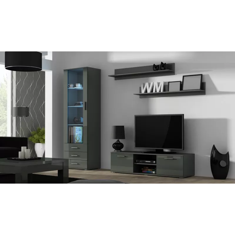 Cama Meble SOHO 140 móvel de TV, cinzento/cinzento brilhante