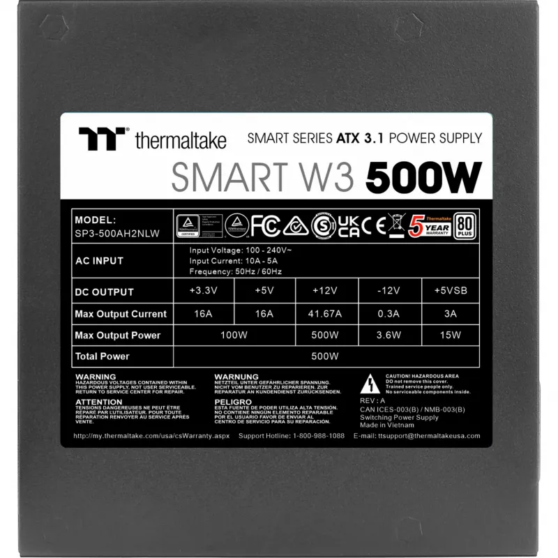 Fonte de alimentação Thermaltake Smart W3 500 W