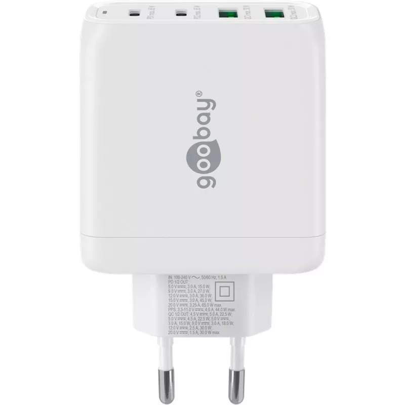 Goobay 64818 carregador para dispositivos móveis auscultadores - portátil - smartphone branco AC carregamento rápido interior (64818)