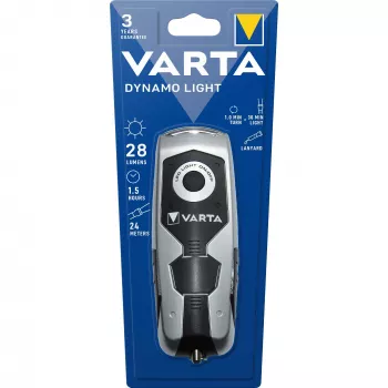 Lanterna de mão Varta Dynamo Light LED - preto - cinzento - plástico - 3 lâmpadas - 28 lm - 26 m