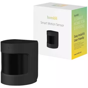 Detetor de movimento Hombli HBSM-0100 — sensor de parede PIR sem fios, alcance de 8 m, a pilhas, preto