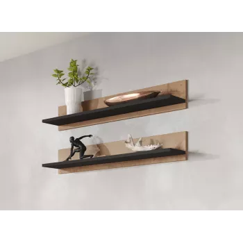 Conjunto de duas prateleiras Cama 125cm SOHO carvalho lefkas/preto
