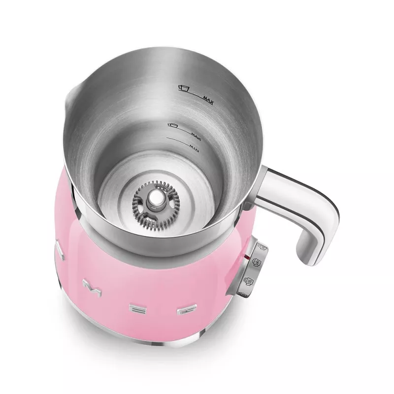 Espumador de leite automático Smeg MFF11PKEU rosa aço inoxidável 500W