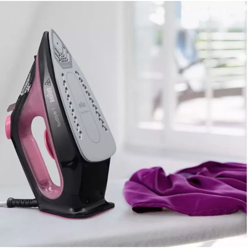 Braun TexStyle 1 Ferro de Engomar a Seco e a Vapor Sola Cerâmica 2000 W Preto, Roxo