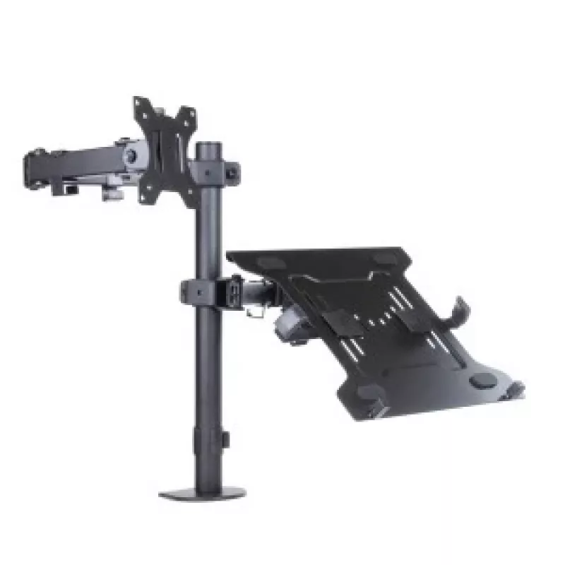 Suporte de secretária ART L-24 para monitor LED/LCD de 13-32" + portátil de 10-15,6", VESA 75x75/100x100, preto