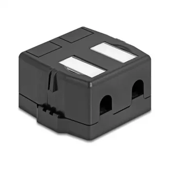 Delock 85842 Caixa Keystone vazia, 2 portas, com base magnética, preto