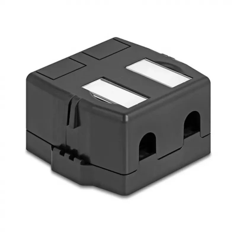Delock 85842 Caixa Keystone vazia, 2 portas, com base magnética, preto