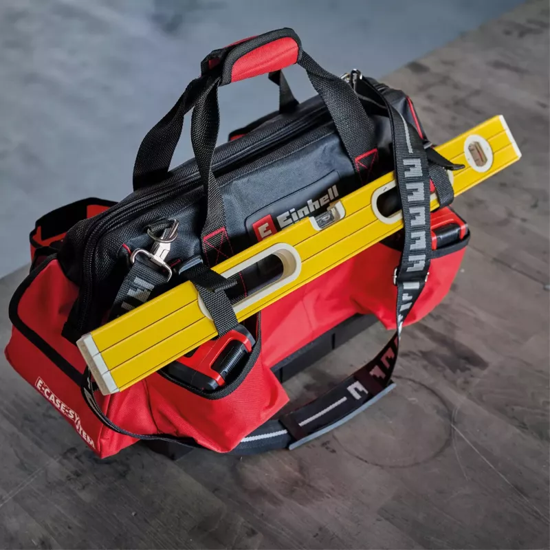 Einhell 4540036 E-Case Bag bolsa de ferramentas de sistema, poliéster, carga de 30 kg, preto/vermelho