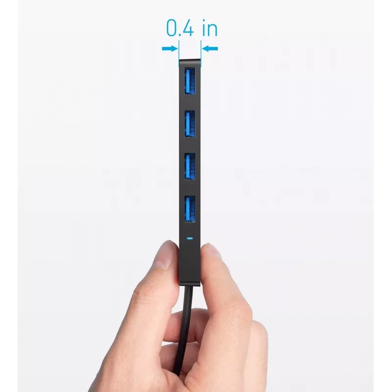 Hub USB Anker Ultra slim A8309G11 — anfitrião USB Type-C, 3× USB 3.2 Gen 1 Type-A, compacto 103×30×10 mm, preto