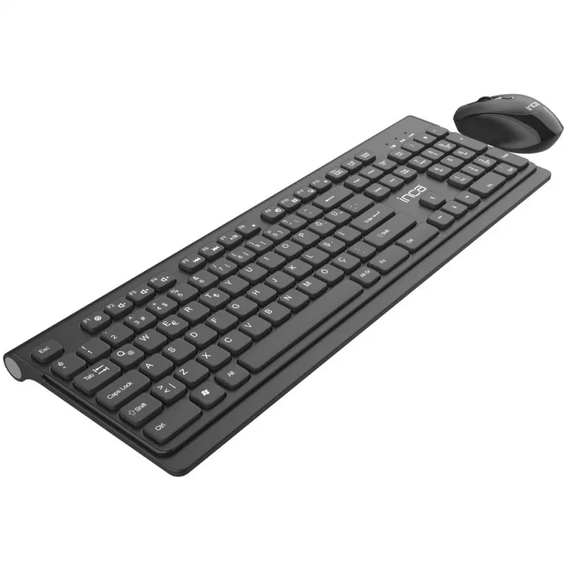 Teclado e rato Inca IWS-519 incluído Office RF Wireless QWERTY turco preto