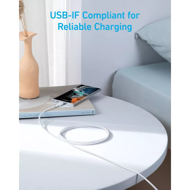 Cabo USB-C para USB-C Anker 322 — 1,8 m, branco