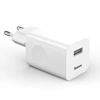 Carregador Baseus Quick Charger CCALL-BX02, 24 W max, USB Fast Charge 3.0, branco, 100–240 V