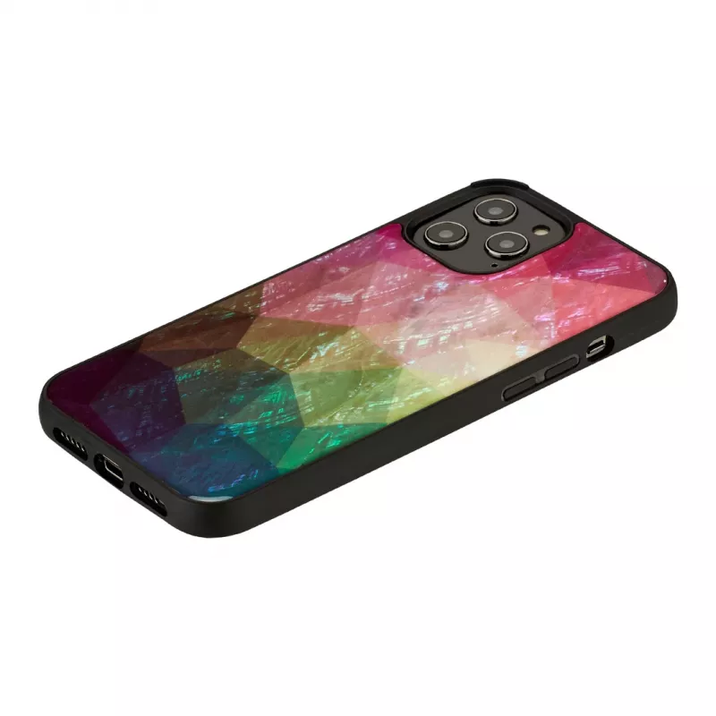 Capa de proteção iKins para Apple iPhone 12 / 12 Pro — design flores aquáticas, preto