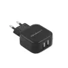 Carregador de parede AC QOLTEC 50186 para smartphone e tablet, 5 V 3.4 A, 17 W, 2× USB, preto
