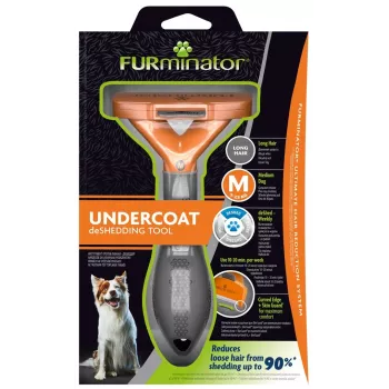 Ferramenta de desembaraço FURminator M para cães de pelo comprido, lâmina de aço inoxidável, tamanho M (raças de porte médio 10–25 kg)
