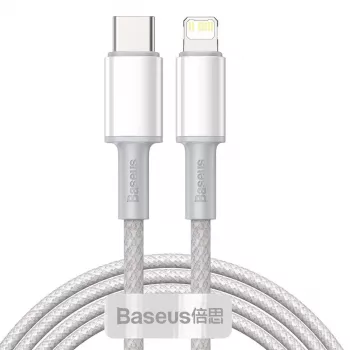 Cabo trançado Baseus High Density USB-C para Lightning, 20W, PD, 2m (branco)