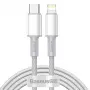 Cabo trançado Baseus High Density USB-C para Lightning, 20W, PD, 2m (branco)