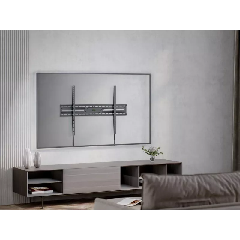 Suporte de parede fixo para TV GEMBIRD WM-100F-01 para ecrãs de 43–100 polegadas, aço, carga máx. 75 kg, VESA 75x75–900x600