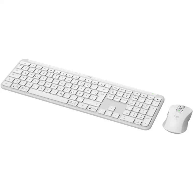 Teclado e rato Logitech MK950 Signature Slim incluindo Office RF Wireless + Bluetooth QWERTZ alemão graphite branco