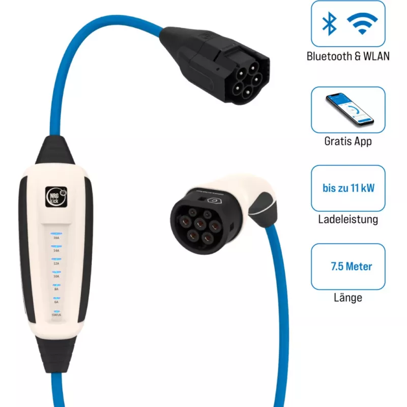 Cabo de carregamento NRGkick 17701000 16 A 7,5 m para carregamento de veículos elétricos