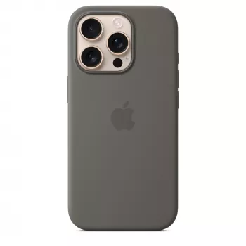 Apple iPhone 16 Pro Capa de silicone com MagSafe - Cinzento-pedra