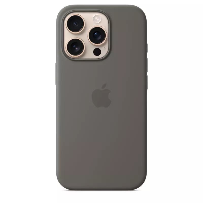 Apple iPhone 16 Pro Capa de silicone com MagSafe - Cinzento-pedra