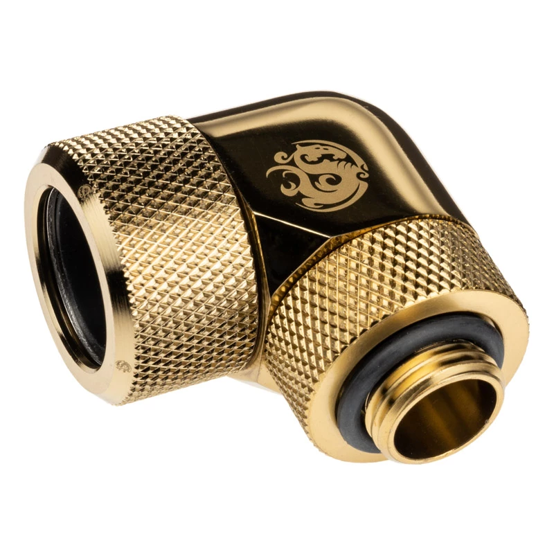 Bitspower BP-TBE90RMLA16 Advanced Multi-Link adaptador a 90°, G1/4 polegadas macho – tubo rígido de 16 mm de diâmetro exterior, rotativo, latão