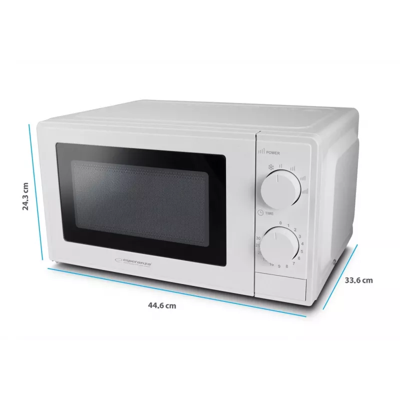 Esperanza ESTOFADO EKO011W micro-ondas solo, de bancada, 20 l, 700 W, 5 níveis de potência, prato rotativo de 24,5 cm, branco