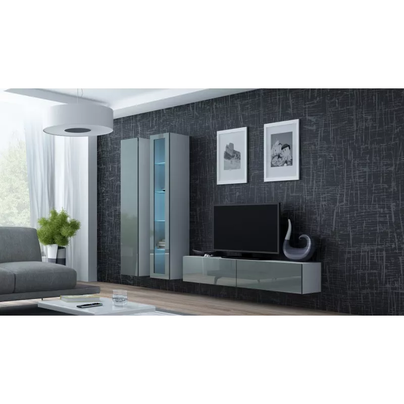 Vitrina Cama VIGO '180' 180/40/30 branco/cinzento brilhante