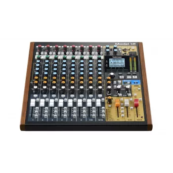 Misturadora Tascam Model 12 — mesa de mistura analógica/digital de 12 canais, 24 bits, 48 kHz, USB-C, cartão SD, Bluetooth 5.0